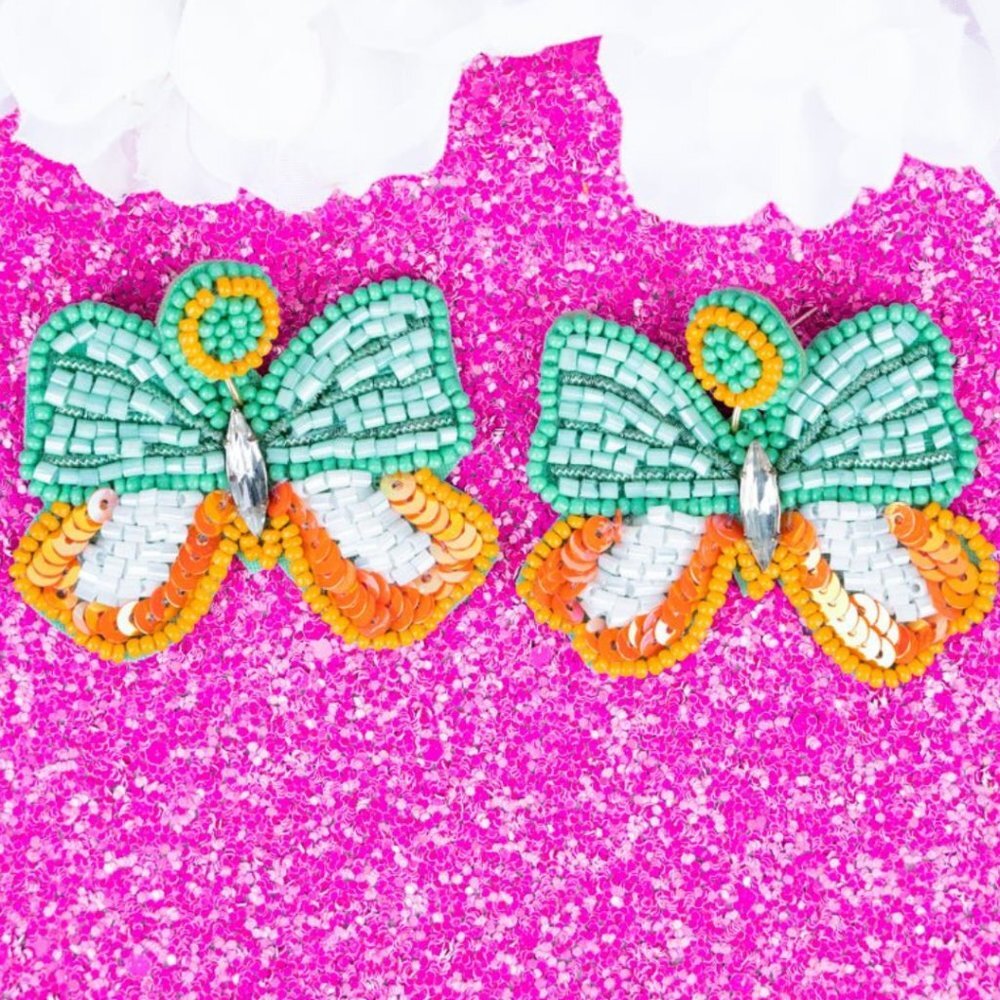 VIOLA Butterfly Seed Bead Pierced Earrings NWT